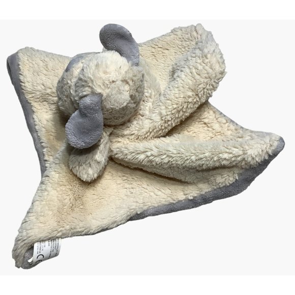 K Luxe Kelly Toy Puppy Lovey Dog Rattle Security Blanket Tan Gray 14.5" x 14.5" - Picture 3 of 7
